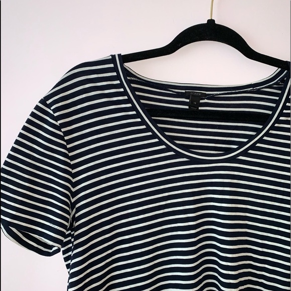 J. Crew Navy 100% Cotton Navy Blue & White Striped Pleated Top Xsmall Women’s - Picture 5 of 12